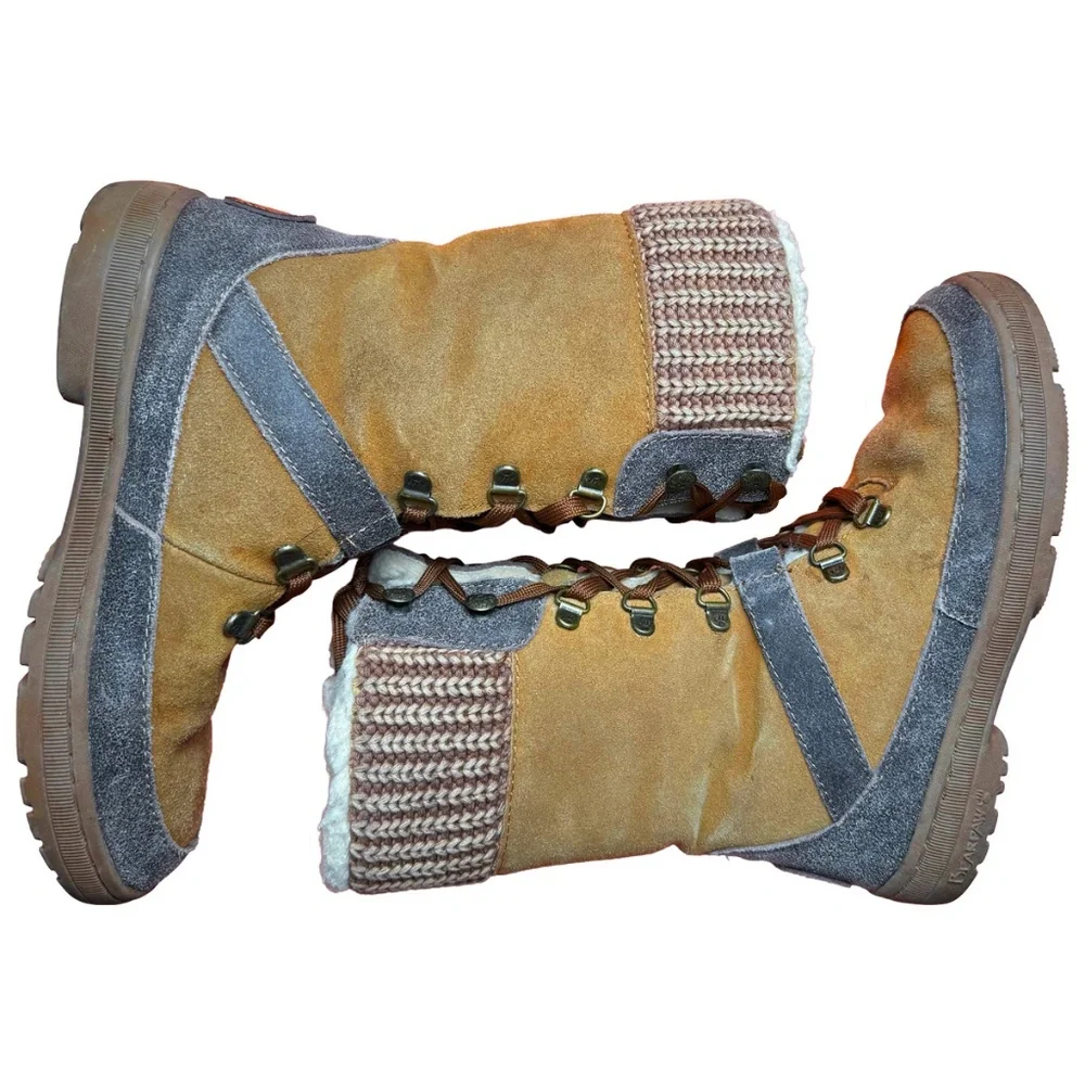 Bear Paw‎ Women's Size 7 Suede Leather Shearling Lamb Fur Winter Boots Mukluks